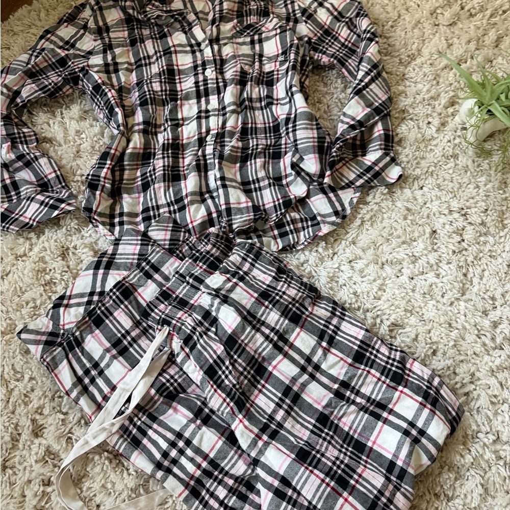 Victoria's Secret Plaid Pajama Set - Black, White, Red